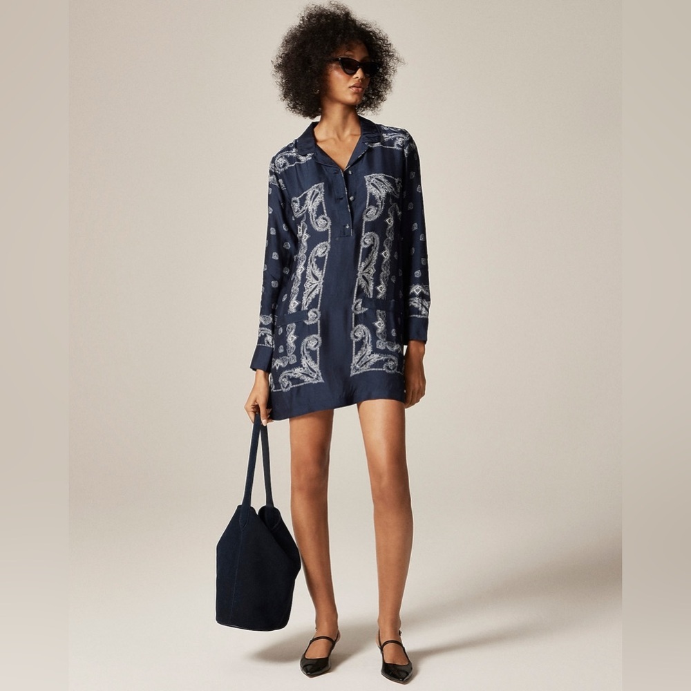 J Crew Relaxed-fit shirt-dress in bandana print CN633